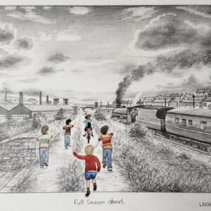 Full Steam Ahead Original Sketch by Leigh Lambert for sale at The Leigh Lambert Gallery